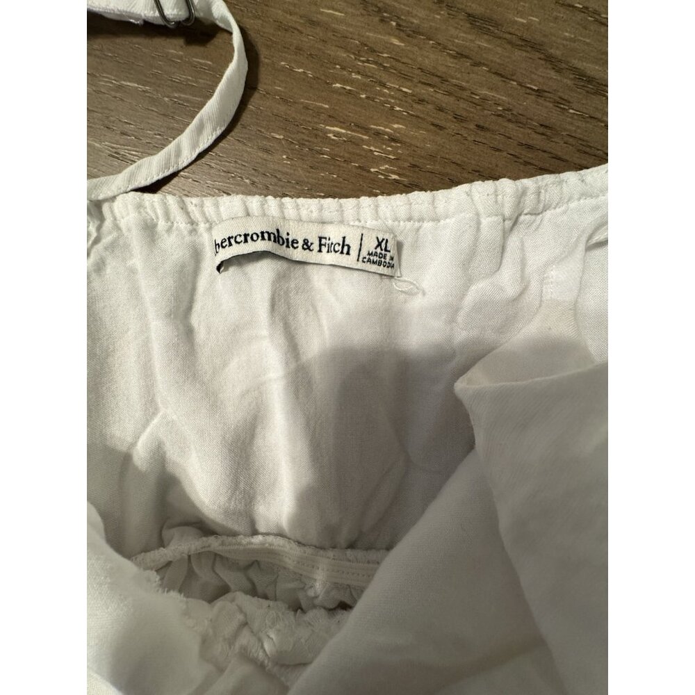 Abercrombie & Fitch XL Tiered Maxi Dress Cut Out White Pockets Lined Graduation - Picture 10 of 12